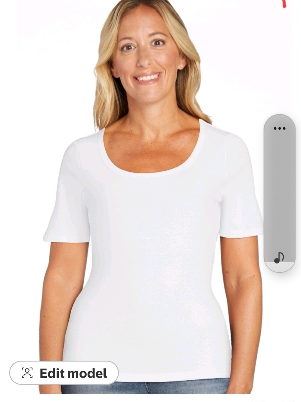 Time and Tru White Scoop Neck Short Sleeve Tee